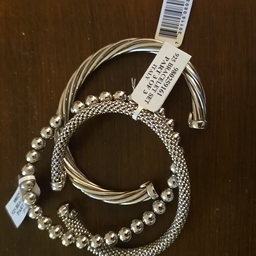 925 Elegant Silver Bracelet Set NWT - Picture 3 of 6